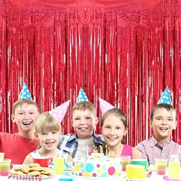Red Foil Fringe Curtains for Party Decor - 2 Pack