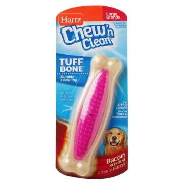 Hartz Chew 'n Clean Tuff Bone Bacon Scented Dental Dog Chew Toy - Large