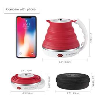 Ultrathin Upgraded Food Grade Silicone Travel Foldable Electric Kettle Boil Dry Protection Portable ...