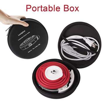 Ultrathin Upgraded Food Grade Silicone Travel Foldable Electric Kettle Boil Dry Protection Portable with Dual Voltage and Separable Power Cord,555ML 110-220V US Plug