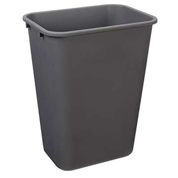 Amazon Basics - Rectangular Commercial Office Wastebasket, 10 gallons (Pack of 1), Grey (Previously AmazonCommercial brand)