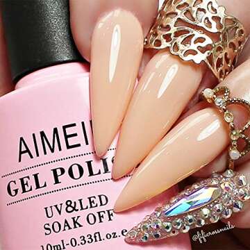 AIMEILI Soak Off U V LED Nude Gel Nail Polish - Soft Peach Pink (036) 10ml