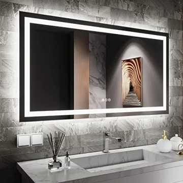 Amorho LED Bathroom Mirror 55" x 30" - Dimmable Backlit, Anti-Fog, Stylish Vanity Mirror