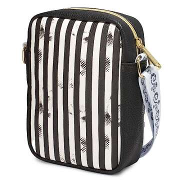 Buckle Down Beetlejuice Bag, Crossbody, Beetljuice Stripes, Vegan Leather