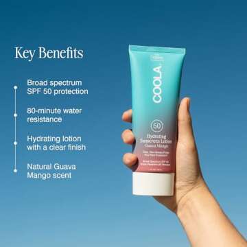 COOLA Organic Sunscreen SPF 50 Sunblock Body Lotion, Dermatologist Tested Skin Care for Daily Protection, Vegan and Gluten Free, Guava Mango, 5 Fl Oz