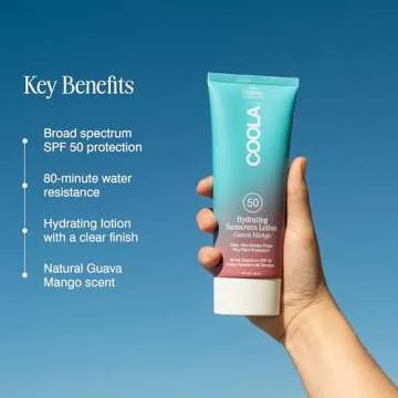COOLA Organic Sunscreen SPF 50 Sunblock Body Lotion, Dermatologist Tested Skin Care for Daily Protection, Vegan and Gluten Free, Guava Mango, 5 Fl Oz