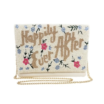 Pretty Robes HAPPILY EVER AFTER Clutch Purse for Wedding Day Beaded for Bachelorette Party, Bridal P...