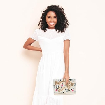 Pretty Robes HAPPILY EVER AFTER Clutch Purse for Wedding Day Beaded for Bachelorette Party, Bridal Purse Bridal Shower GIfts & Engagement Gifts for Bride To Be