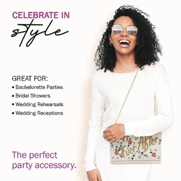 Pretty Robes HAPPILY EVER AFTER Clutch Purse for Wedding Day Beaded for Bachelorette Party, Bridal Purse Bridal Shower GIfts & Engagement Gifts for Bride To Be