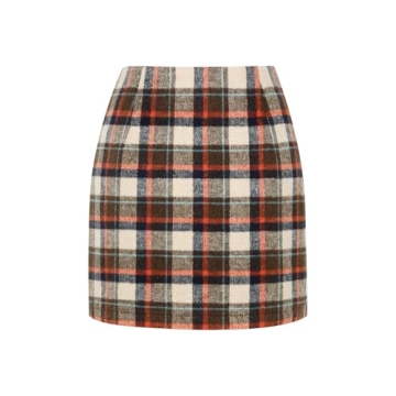 IDEALSANXUN Plaid Skirts for Women 2025 Fall Winter Clothing High Waisted Knee Length Cute Business ...