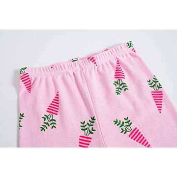 Little Girls Pink Rabbit Easter Pajamas 100% Cotton