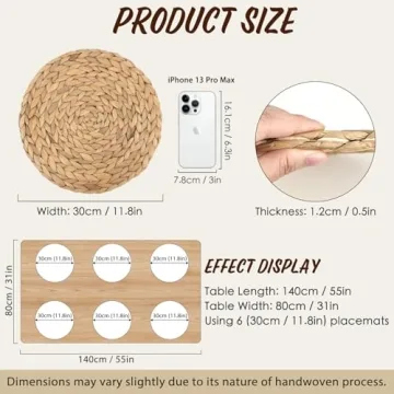Natural Water Hyacinth Placemat Set for Elegant Dining