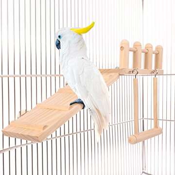 Bird Perches Cage Toys Bird Wooden Play Gyms Stands with Climbing Ladder, Parrot Play Stand and Bird Swing Conure for Green cheeks, Baby Lovebird, Chinchilla, Hamster, Bird Cage Chewing Toys Sets