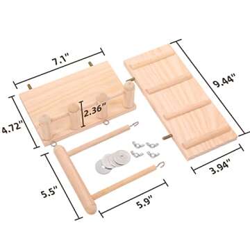 Bird Perches Cage Toys Bird Wooden Play Gyms Stands with Climbing Ladder, Parrot Play Stand and Bird Swing Conure for Green cheeks, Baby Lovebird, Chinchilla, Hamster, Bird Cage Chewing Toys Sets