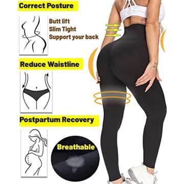 CROSS1946 Super High Waist Postpartum Compression Corset Workout Leggings for Women Plus Size Magic Waist Trainer Cincher Tummy Control Snatched Body Shaper Sculpting Corset Leggings Pants for Women