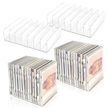 DLUGOPIS 4 Pcs Acrylic CD Holder - Elegant Media Storage