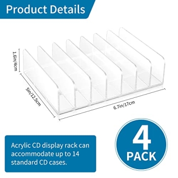 DLUGOPIS 4 Pcs Acrylic CD Holder - Elegant Media Storage