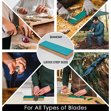BeaverCraft Leather Stropping Block Kit - 8'' Knife Sharpener