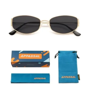 Appassal Retro Oval Sunglasses Gold Grey UV400 Protection