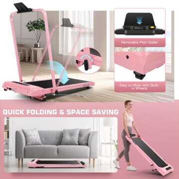 Folding Treadmill with Incline,4 in 1 Foldable Walking Pad with Handle Bar,Under Desk Treadmill for Home Office,Dual Control/300LBS Weight Capacity/LED Display