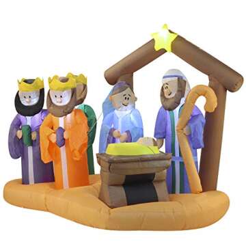 Joiedomi Christmas Scene Inflatable 7 ft with Build-in LEDs Blow Up Inflatables for Christmas Party ...