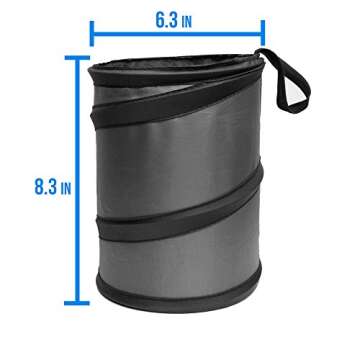 FH Group Automotive Waterproof Portable Collapsible Small Trash Can Garbage Container fits Most Cars,Waterproof,Polyethylene, SUVs, and Trucks Beige