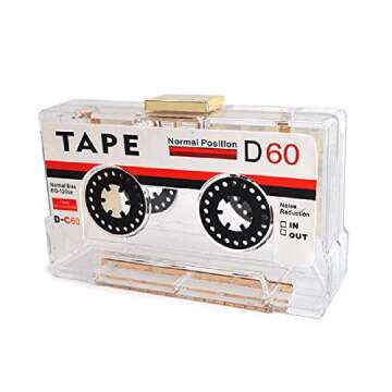 QZUnique Tape Shaped Shoulder Bag Radio Recorder PU Crossbody Bag Women's Retro Evening Bag Handbag ...