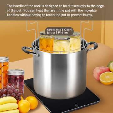 BriSunshine 21.5 QT Canning Pot with Rack, Stainless Steel Water Bath Canner, Stockpot Large pot wit...