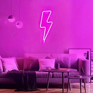 Protecu LED Lightning Bolt Neon Sign for Kids Bedroom