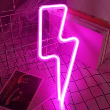 Protecu LED Lightning Bolt Neon Sign for Kids Bedroom