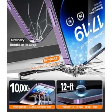 EZ-GLAZ iPhone 14 Pro Screen Protector Set with Camera Lens Protectors