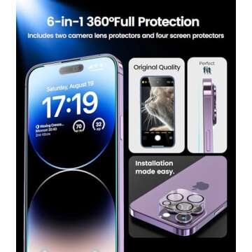 EZ-GLAZ iPhone 14 Pro Screen Protector Set with Camera Lens Protectors