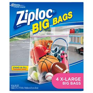 Ziploc Big Bags Clothes and Blanket Storage Bags for Closet Organization, Protects from Moisture, XL, 4 Count