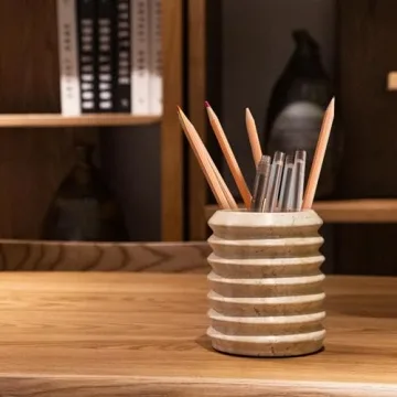 Stylish WORHE Marble Pen Holder for Desk Organization