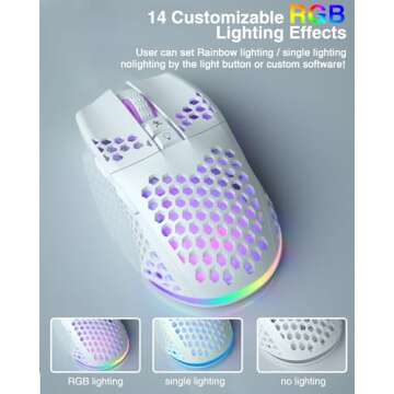 SOLAKAKA SM600 White Wireless Gaming Mouse,8000 DPI Tri-Modes BT5.1/Type-C Wired/2.4G Wireless Mouse with 2 Side Buttons, Programmable Macro Gamer Mouse with RGB Light for Laptop/PC/Mac