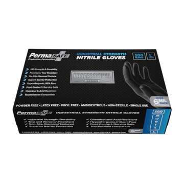 PermaSafe, HD Industrial Nitrile Disposable Gloves, 6+ Mil, Raised Diamond Texture Mechanical Gloves - BPA Free, Latex Free