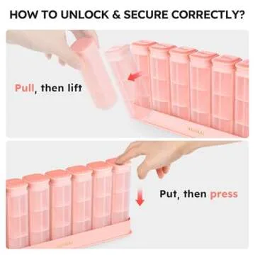 KOVIUU Weekly Pill Organizer 3X a Day, Detachable Pill Box 7 Day, Large 3 Times Daily Pill Case, Travel Pill Container Holder, Week Medication Dispenser Pillbox for Vitamin Supplement Medicine, Pink