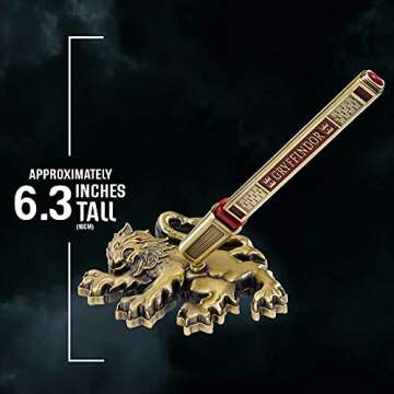 The Noble Collection Harry Potter Gryffindor House Pen and Desk Stand - Die Cast Metal Pen and Lion Mascot Stand - Officially Licensed Film Set Movie Props Wand Gifts Stationery