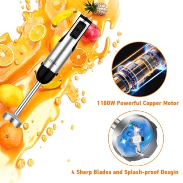 Immersion Blender 1100W - 5-in-1 Handheld Kitchen Tool