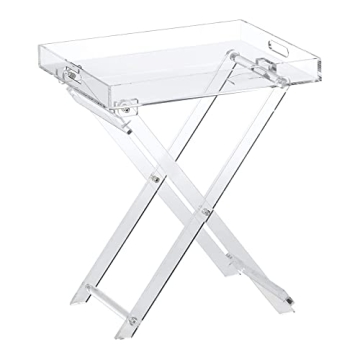 Designstyles Acrylic Folding Tray Table – Modern Chic Accent Desk - Kitchen and Bar Serving Table ...