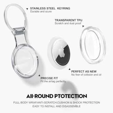 Airtag Holder Compatible with Apple AirTags, Waterproof Air tag Case Airtag Keychain Transparent Col...