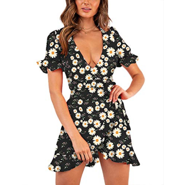 Stylish Floral Summer Dress with Elegant Wrap Design