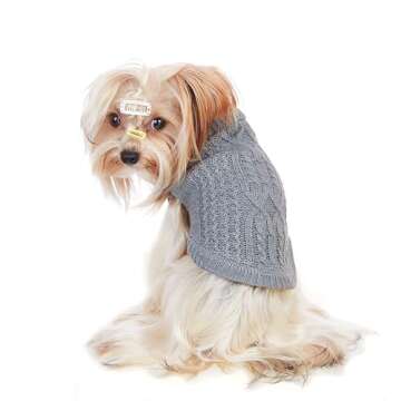 Jnancun Cat Sweater Keep Your Pets Cozy, 16 Color Turtleneck Knitted Sleeveless Dog Sweater, Winter Outfits for Cats & Small Dogs During Cold Seasons (Medium, Grey)