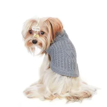Jnancun Cat Sweater Keep Your Pets Cozy, 16 Color Turtleneck Knitted Sleeveless Dog Sweater, Winter Outfits for Cats & Small Dogs During Cold Seasons (Medium, Grey)