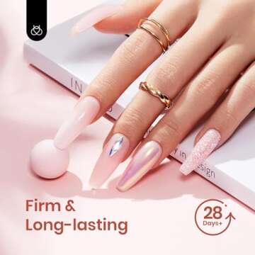 Beetles Poly Nail Extension Gel with Uv Light Starter Kit- 6 Jelly Colors 15 ML Clear Pink Neutral Jelly Gel Nails Quick Building Hybrid Gel Base Top Coat Slip Solution French Manicure Set for DIY
