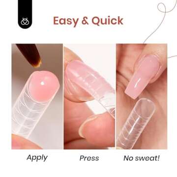 Beetles Poly Nail Extension Gel with Uv Light Starter Kit- 6 Jelly Colors 15 ML Clear Pink Neutral Jelly Gel Nails Quick Building Hybrid Gel Base Top Coat Slip Solution French Manicure Set for DIY