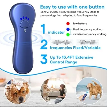 Ahwhg Ultrasonic Bark Control Device - Rechargeable & Portable