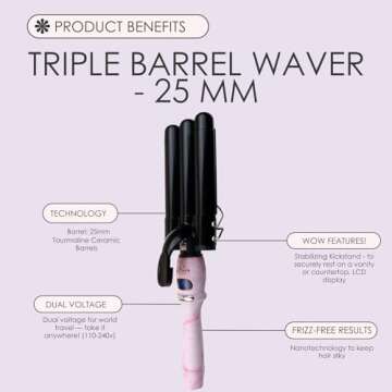 Waver 3 Barrel Curling Iron Hair Waver Adjustable to 430 Degrees