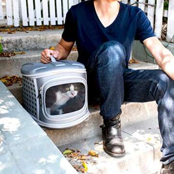 Pet Magasin Hard Cover Collapsible Cat Carrier - Pet Travel Kennel with Top-Load & Foldable Feature ...