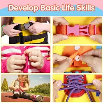 GiftInTheBox Toddler Busy Board, Montessori Sensory Activity Board for Toddlers, Learn to Dress Toy, Montessori Toys for 1 2 3 4 Year Old, Learning Toy for Airplane or Car Travel - Yellow (Upgraded)